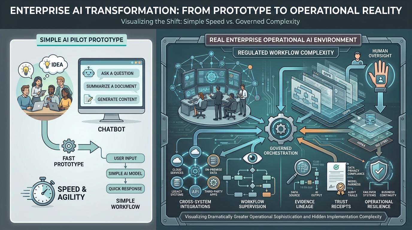 Simple pilot prototype vs. sophisticated regulated enterprise environment